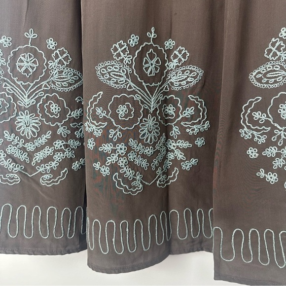 Nanette Lepore Dress Size 12 Gray/Brown Embroidered Silk Cut Out Floral - Picture 5 of 9
